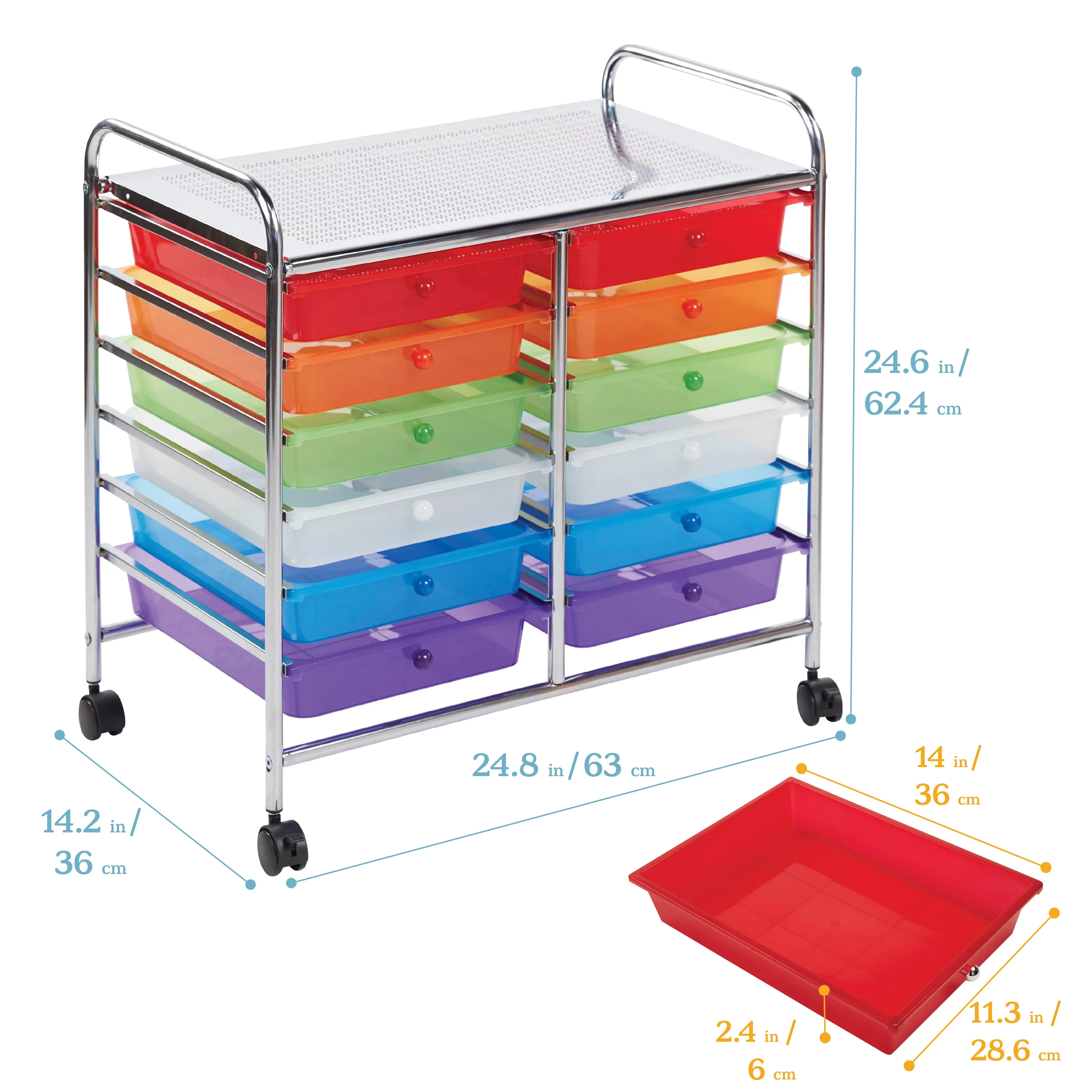 12-Drawer Mobile Organizer, Storage Cart