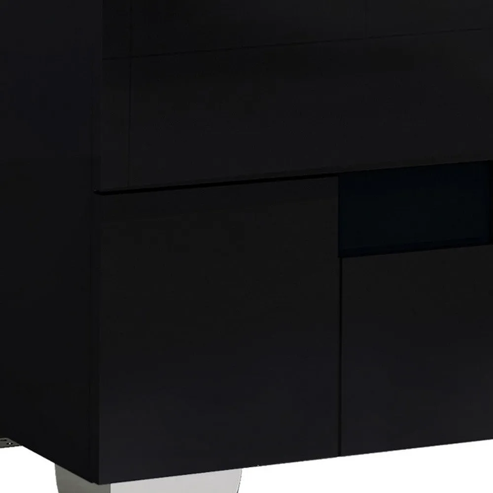 18" Superb Black High Gloss Nightstand By Homeroots