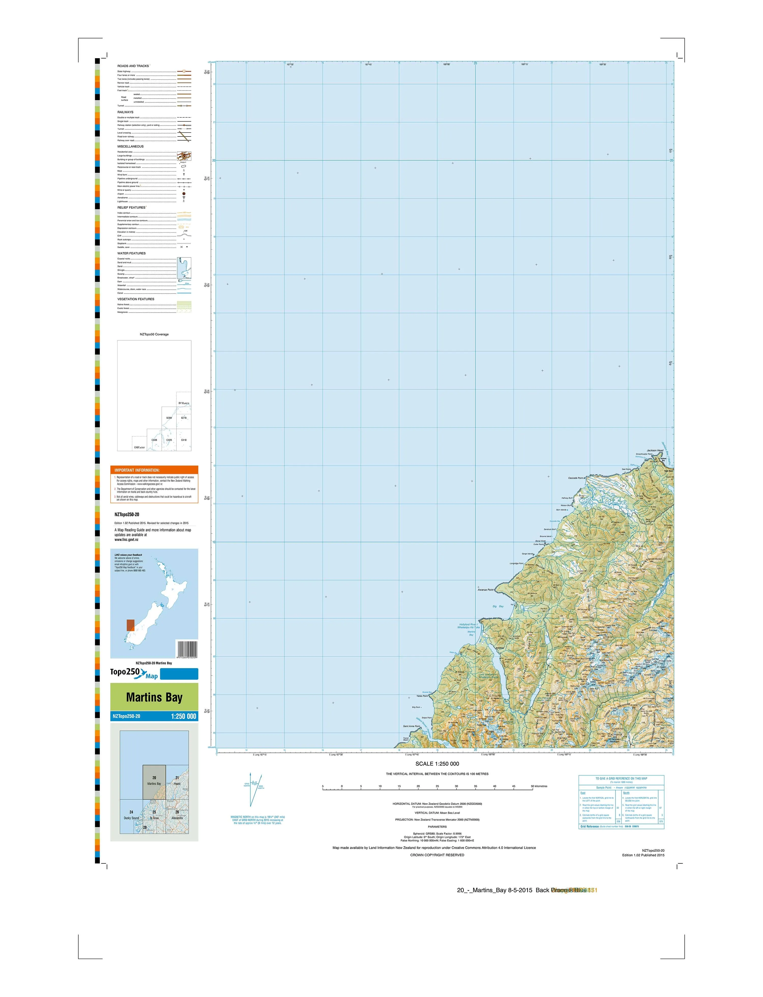 20 - Martins Bay Topo250 map