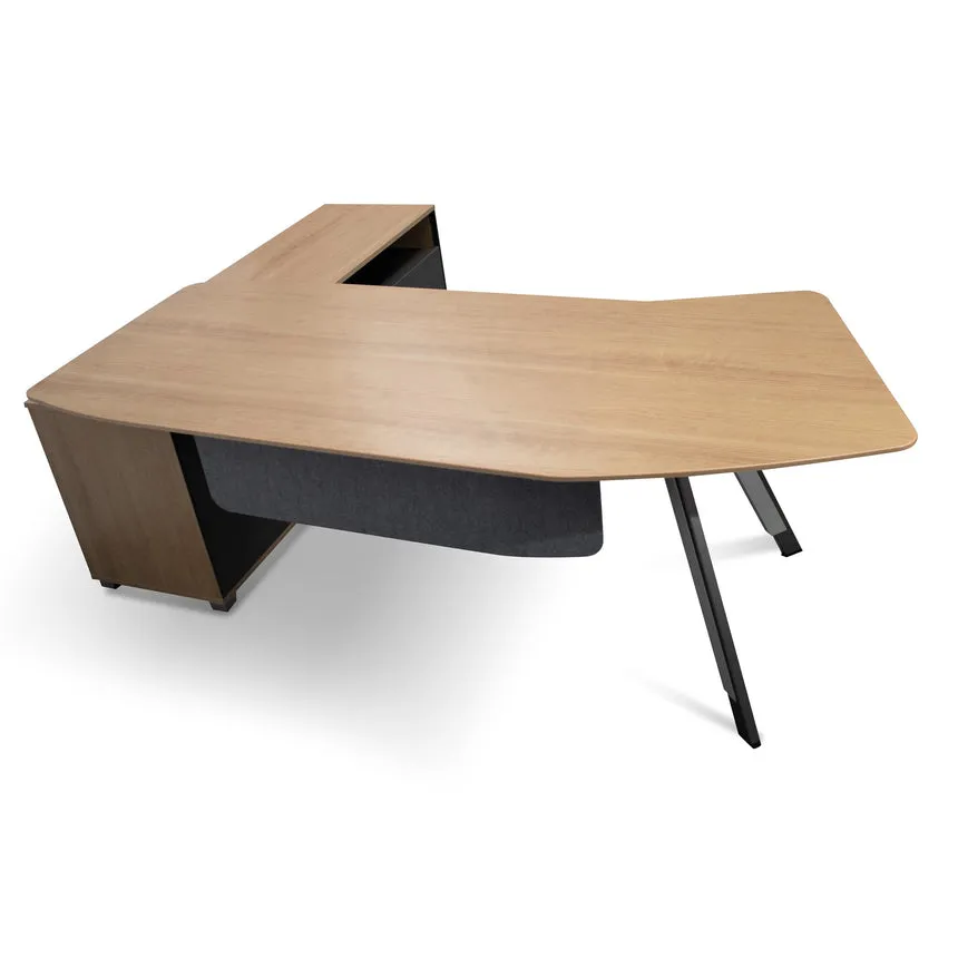 2.2m Right Return Grey Office Desk - Natural Top