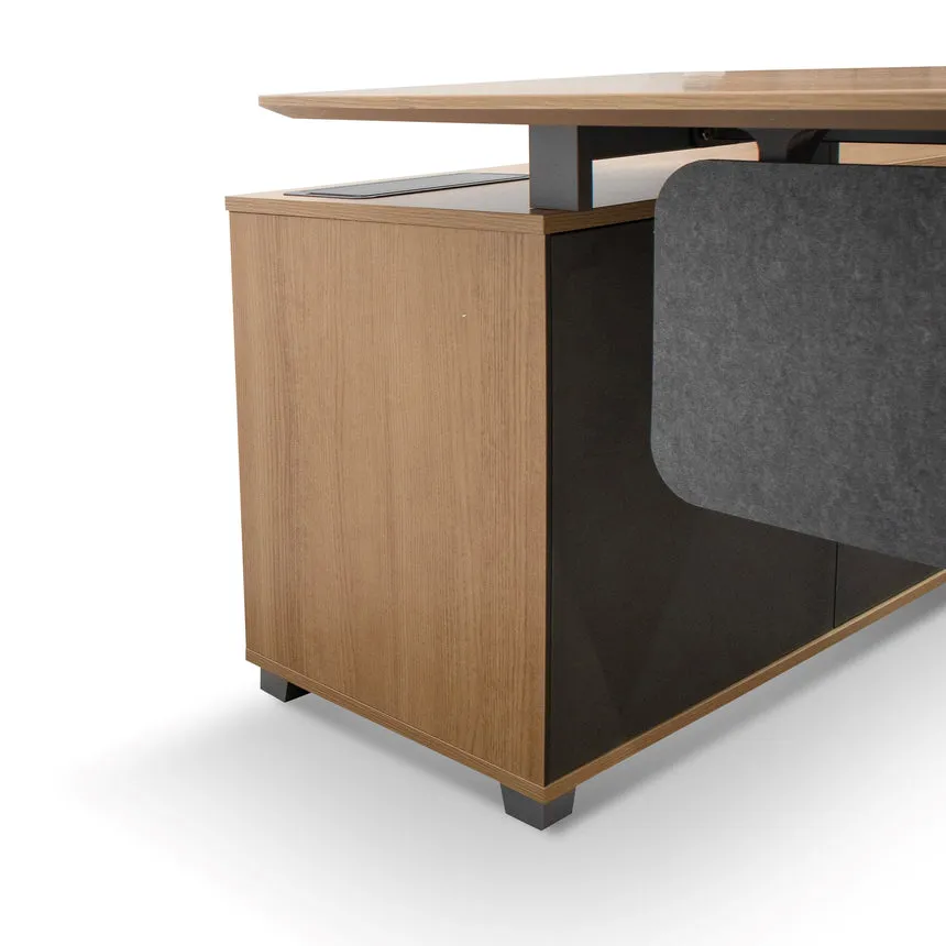 2.2m Right Return Grey Office Desk - Natural Top