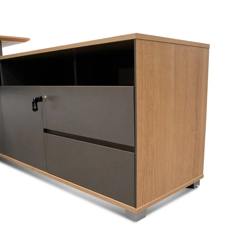 2.2m Right Return Grey Office Desk - Natural Top