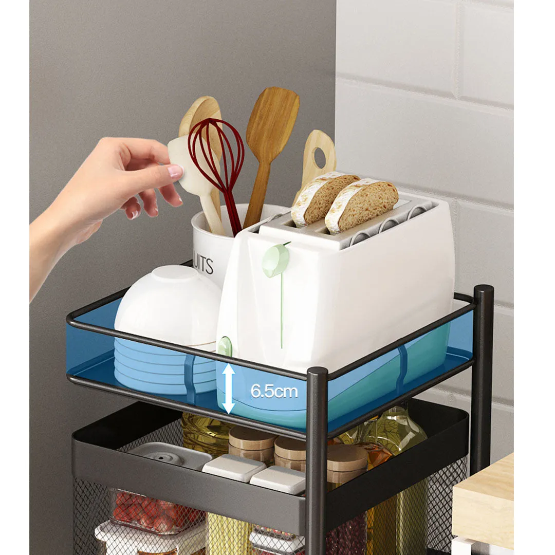 4 Tier Rotating Kitchen Cart Shelves Portable Storage Organizer Trolley On Wheels