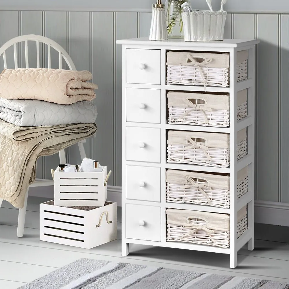 5 Basket Storage Drawers - White