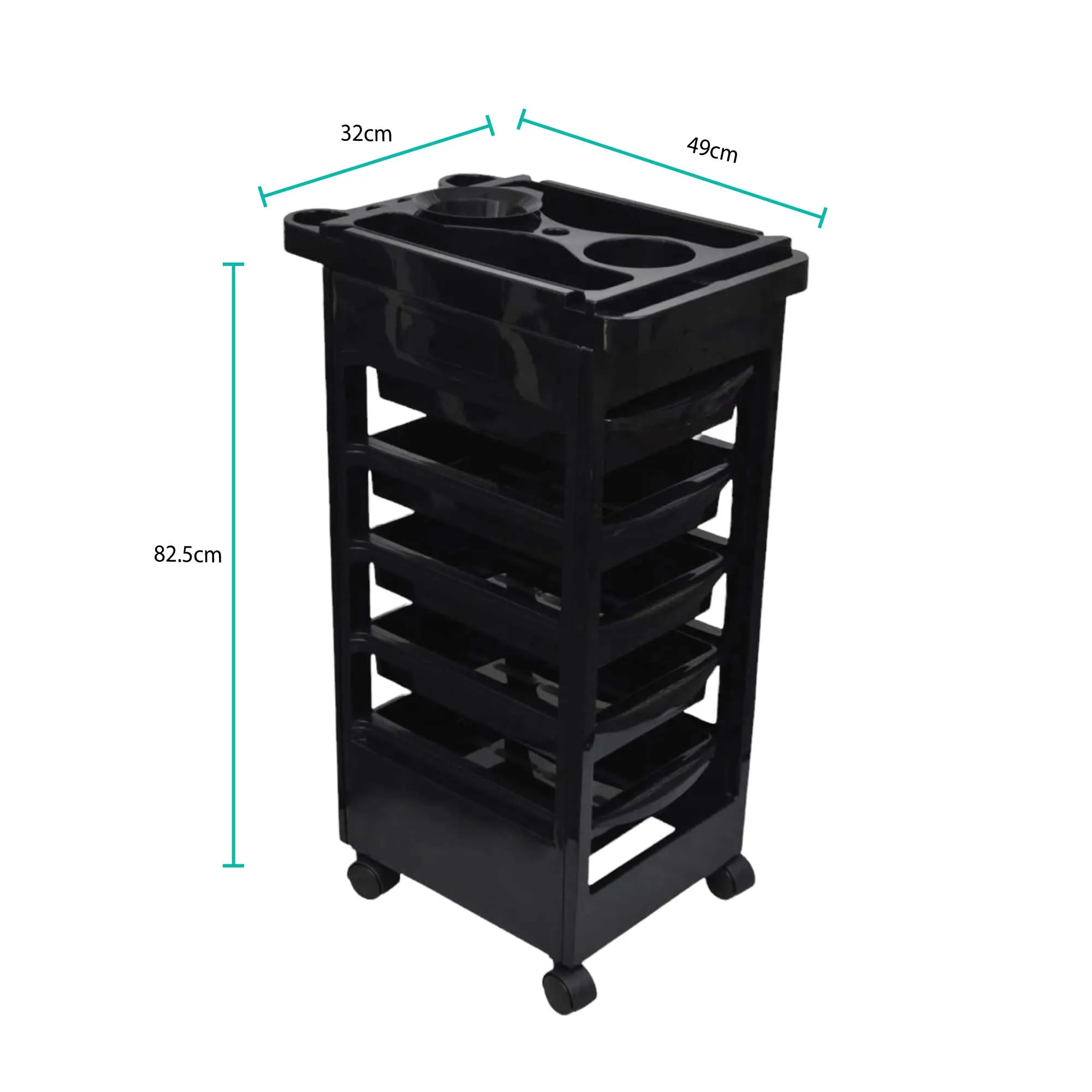 6 Tier Hairdressing Trolley Black 82x49x32cm Salon Hair Colouring Rolling Cart