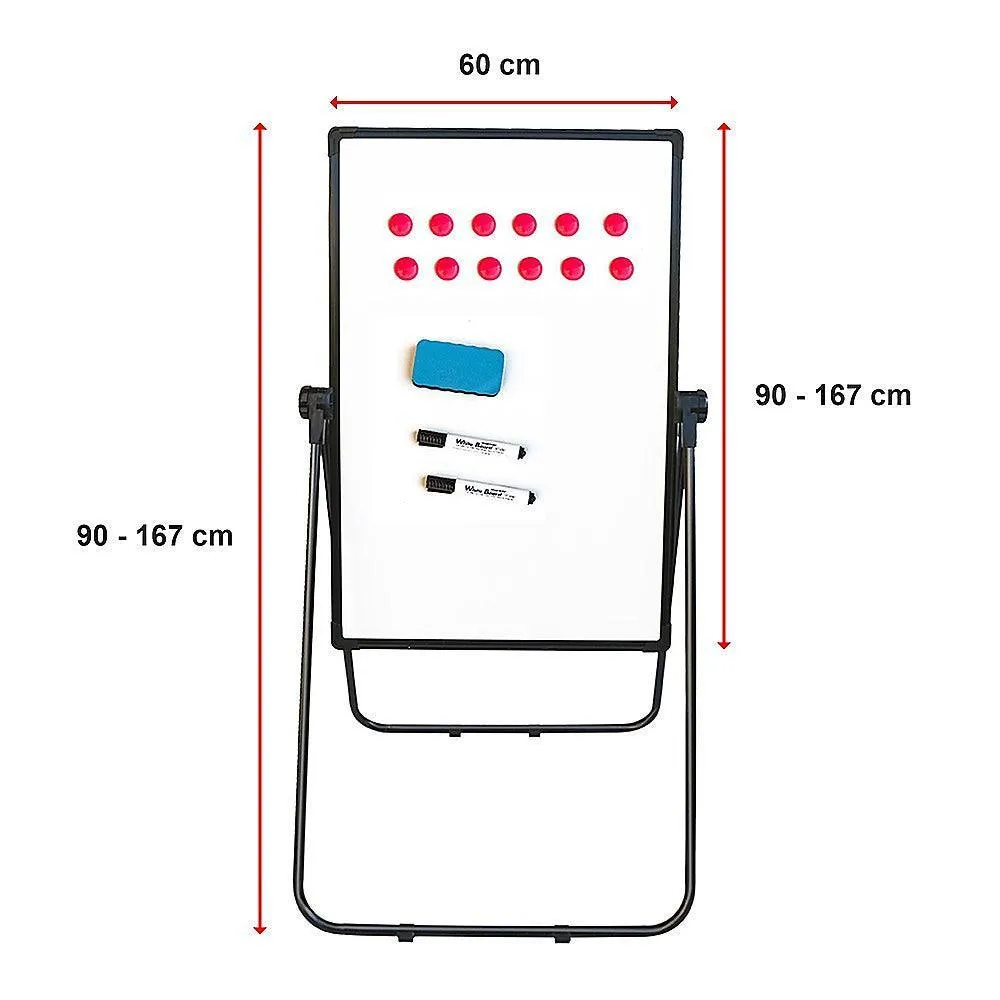 60 x 90cm Magnetic Whiteboard Double-Sided Writing Dry Erase Adjustable Stand