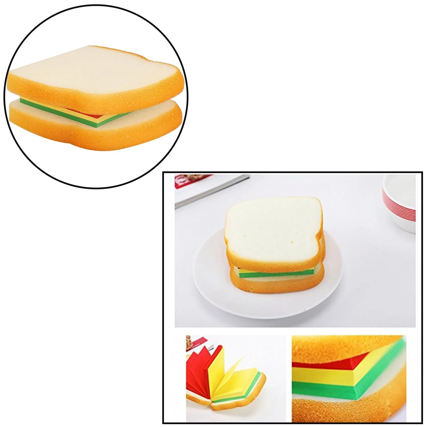 8072 Sandwich Shaped Notepad  /  Sticky Notes  /  Memo Pads, Unique Mini Notes (Multicolor)