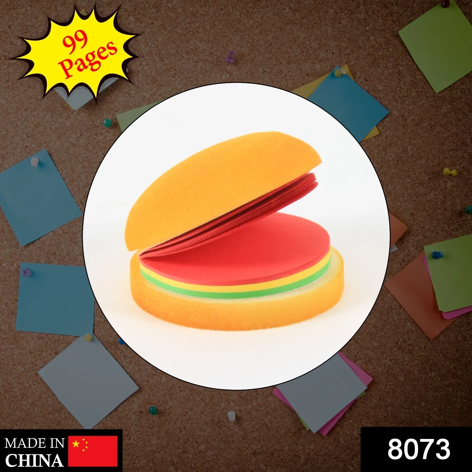 8073 Burger Shaped Notepad  /  Sticky Notes  /  Memo Pads, Unique Mini Notes (Multicolor)