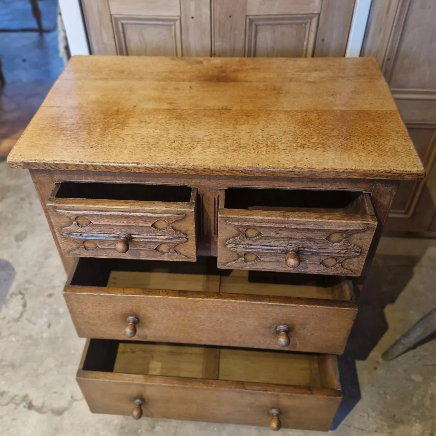 Antique Solid Oak Chest Drawers two over two