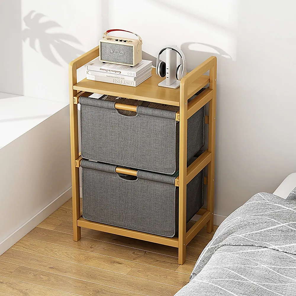 Bamboo Shelf with Removable Hamper - 3 Drawer, 45x32x70cm