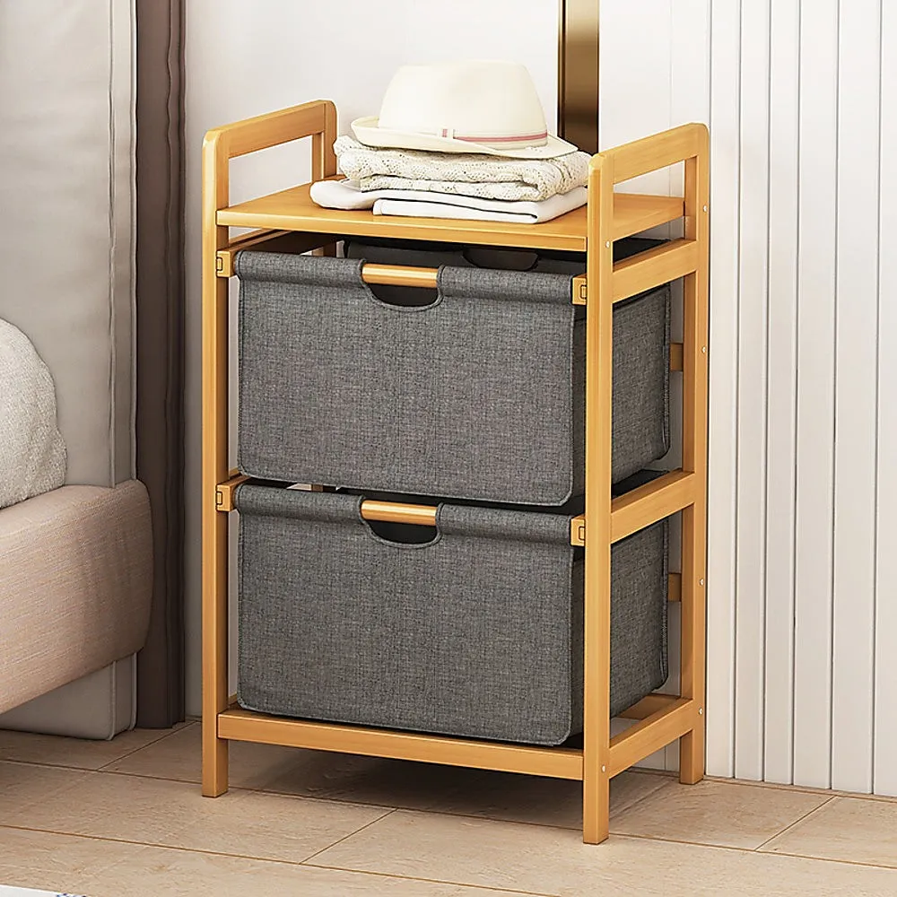 Bamboo Shelf with Removable Hamper - 3 Drawer, 45x32x70cm