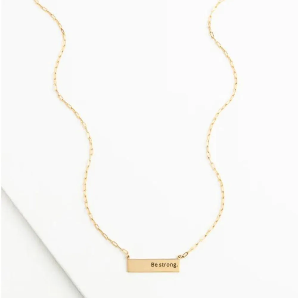 Be Courageous and Be Strong Gold Bar Necklace