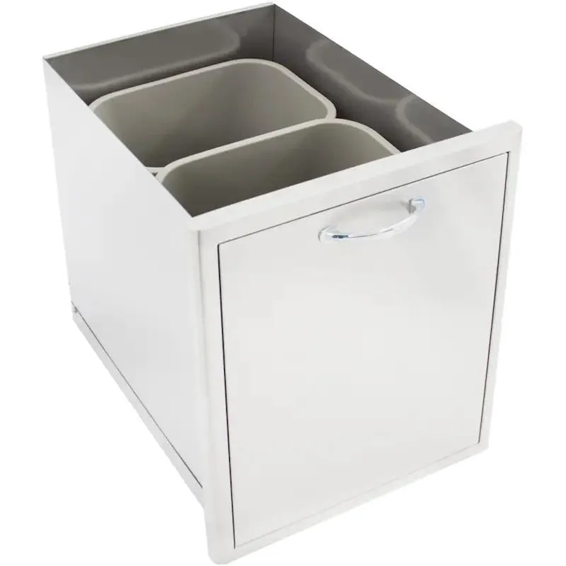 Blaze 20-Inch Roll-Out Stainless Steel Double Trash / Recycling Bin