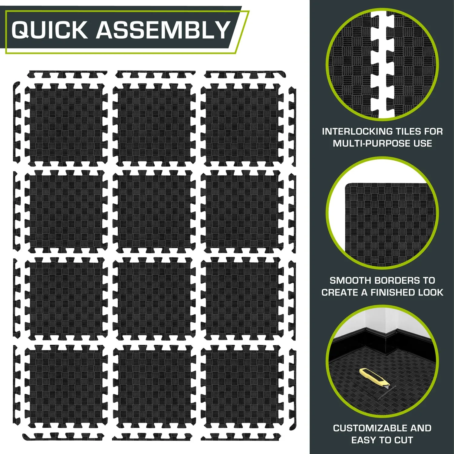 Checkered Puzzle Exercise Mat 1/2-in