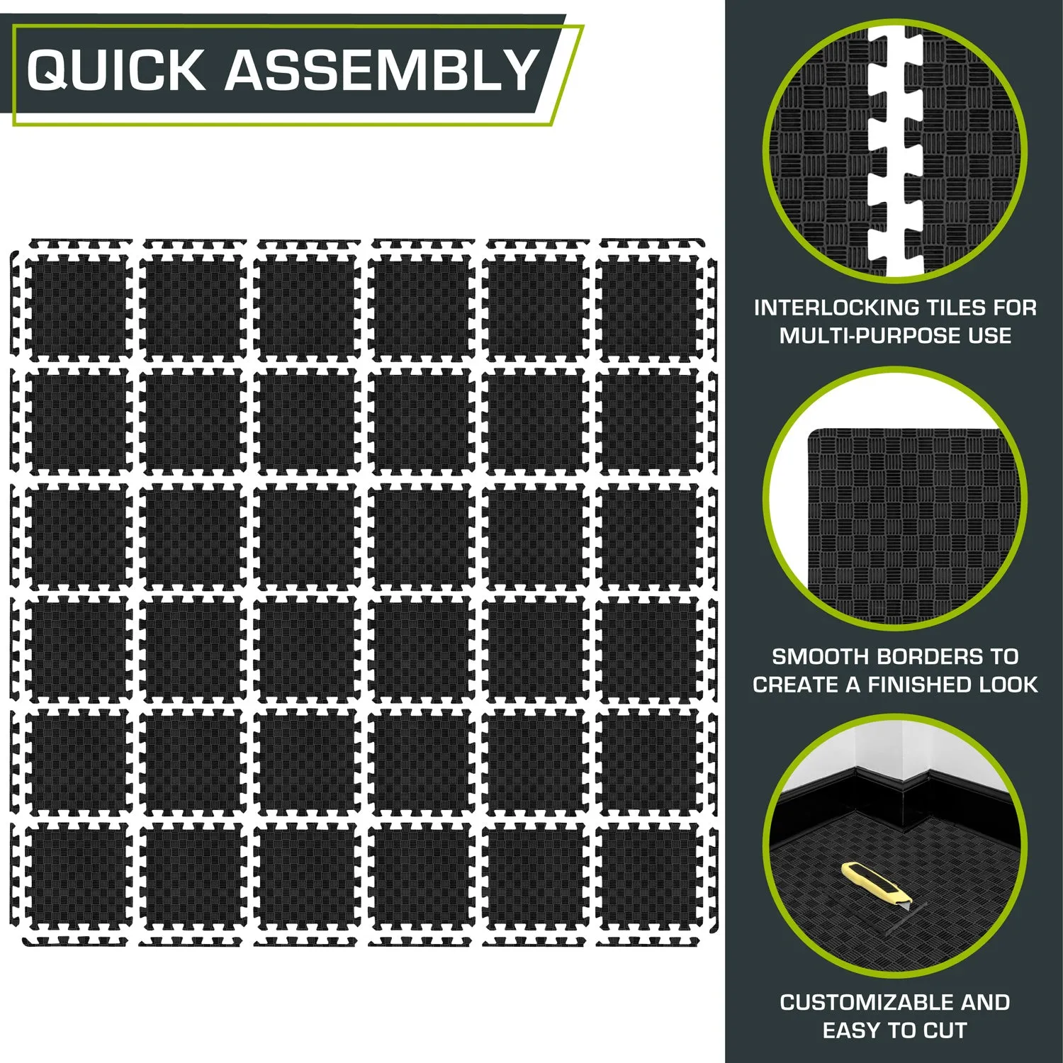 Checkered Puzzle Exercise Mat 1/2-in