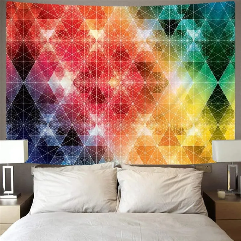 Colorful Tapestry Cube Tenture Mandala Geometry Home Tapestrys Street Tapestries