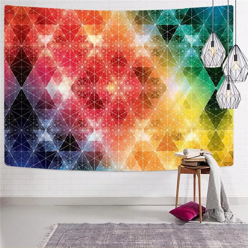 Colorful Tapestry Cube Tenture Mandala Geometry Home Tapestrys Street Tapestries