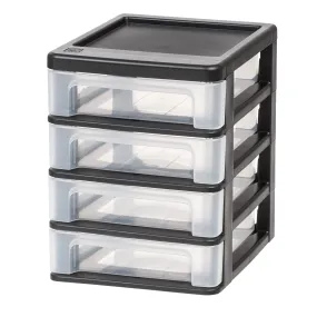 Compact Desktop 4-Drawer System, Black