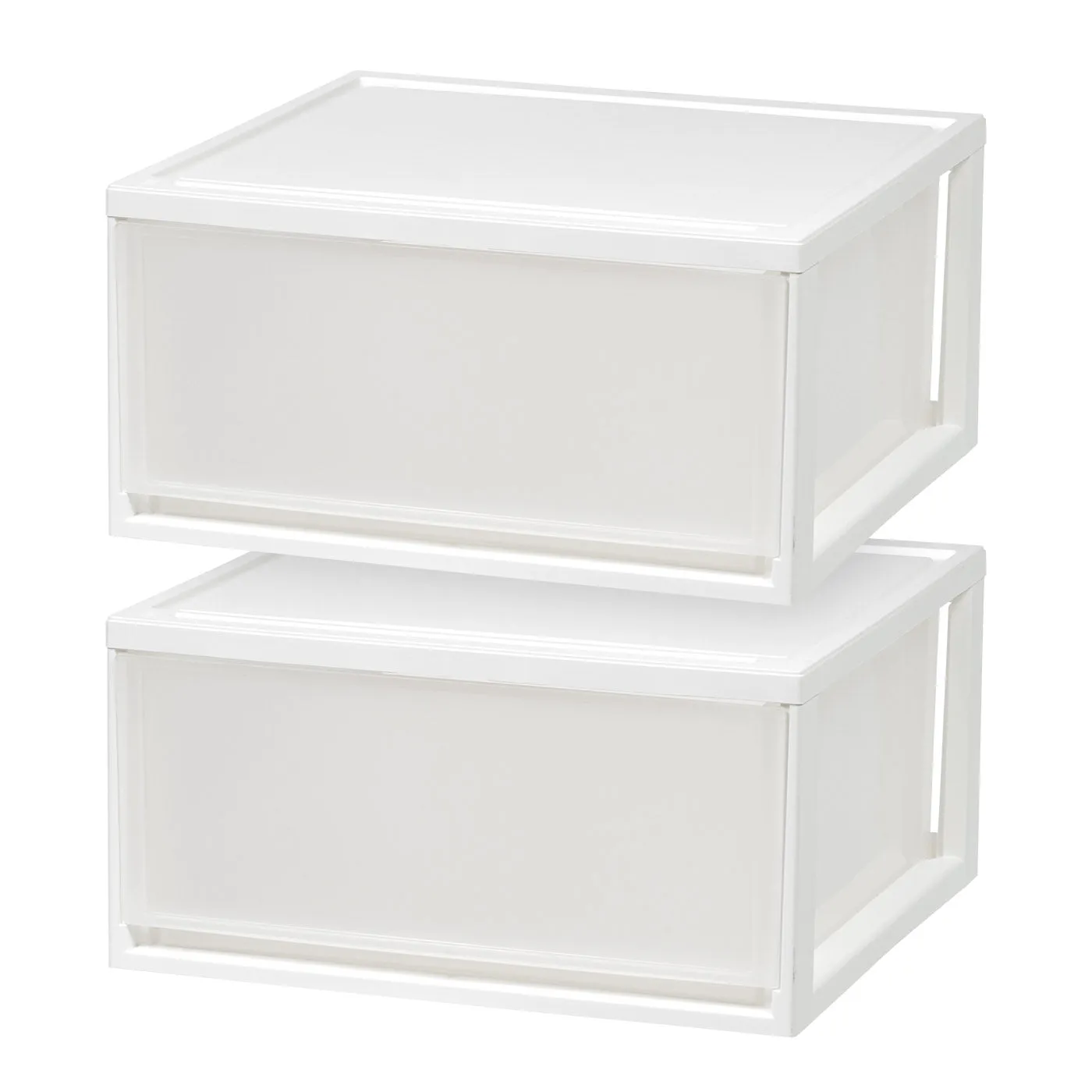 Compact Stacking, Stackable Plastic Drawer Unit, 47 Quart, White, 2 Count