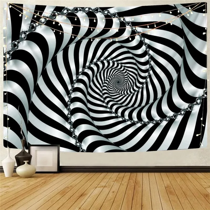 Dizziness Tapestry Black And White Home Tapestrys Abstract Tenture Mandala Psychedelic Wall Tapestry