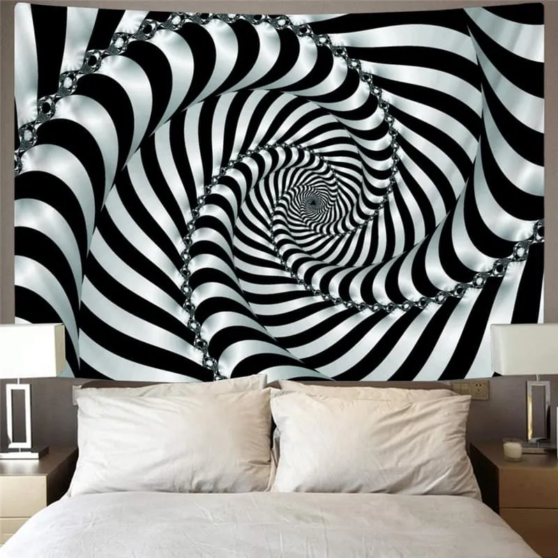 Dizziness Tapestry Black And White Home Tapestrys Abstract Tenture Mandala Psychedelic Wall Tapestry