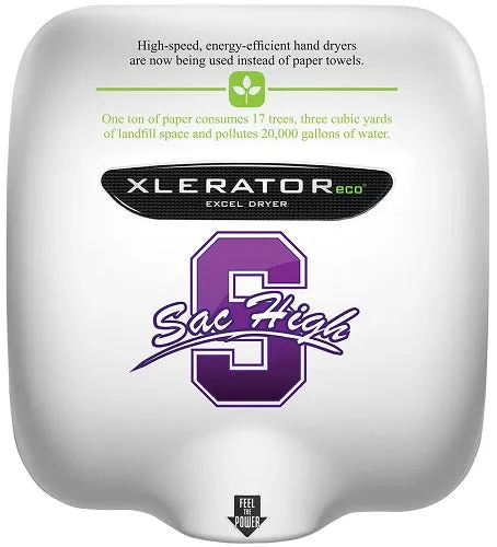 Excel Dryer XLERATOReco® XL-SI-ECO (Special Image) Hand Dryer - CUSTOM GRAPHICS on Zinc Alloy No Heat High Speed Automatic Surface-Mounted