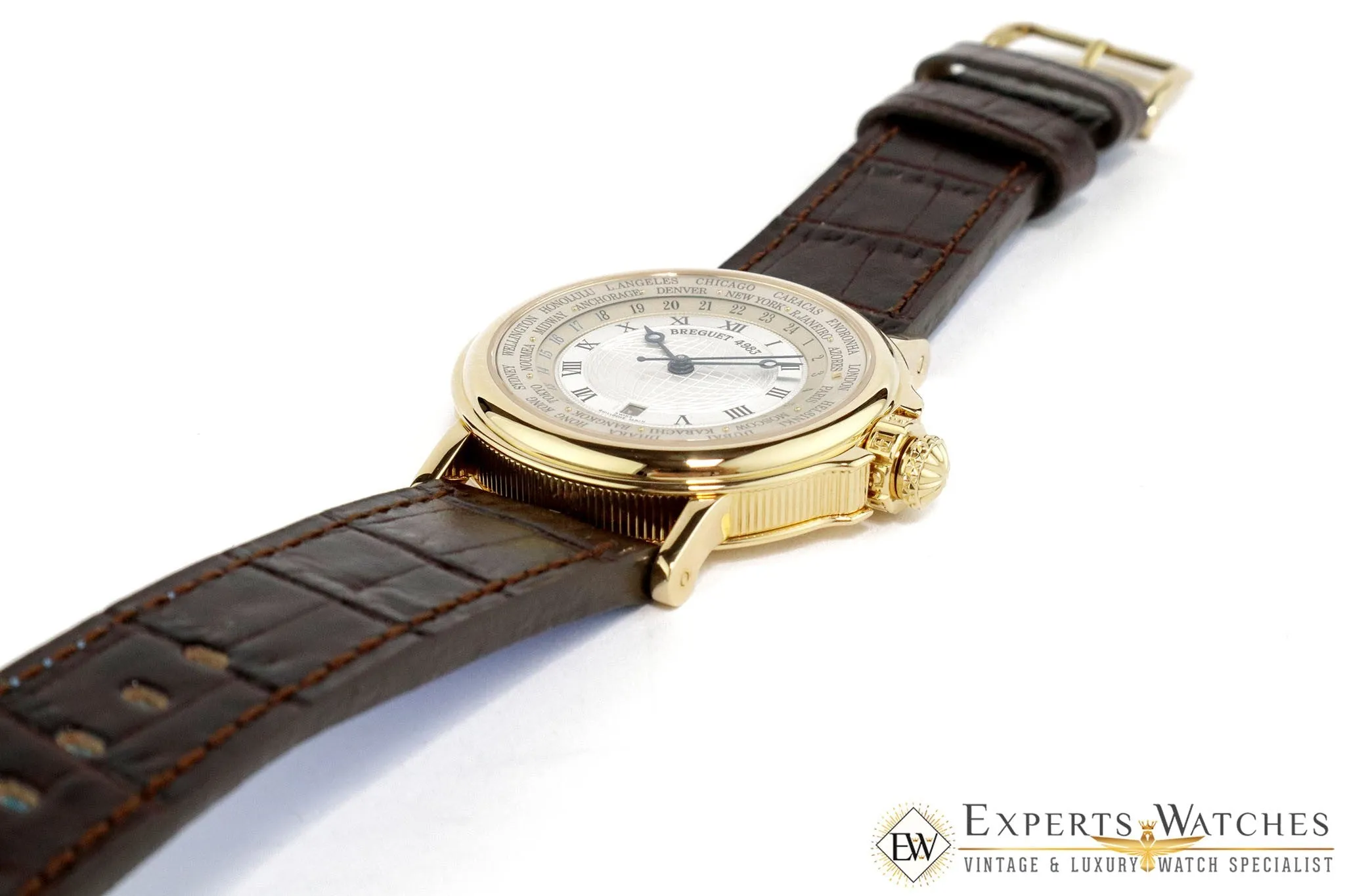 Factory Serviced Breguet Marine World Time Hora Mundi 18K Yellow Gold Watch 3700