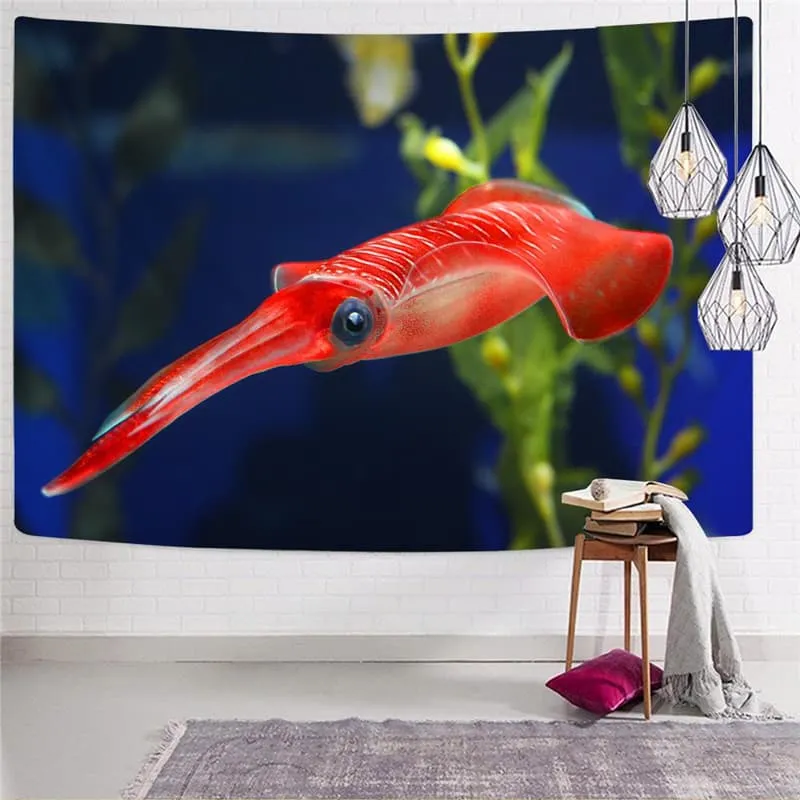 Fish Tapestry Ocean Home Tapestrys Animal Wall Tapestry Red Rug Wall