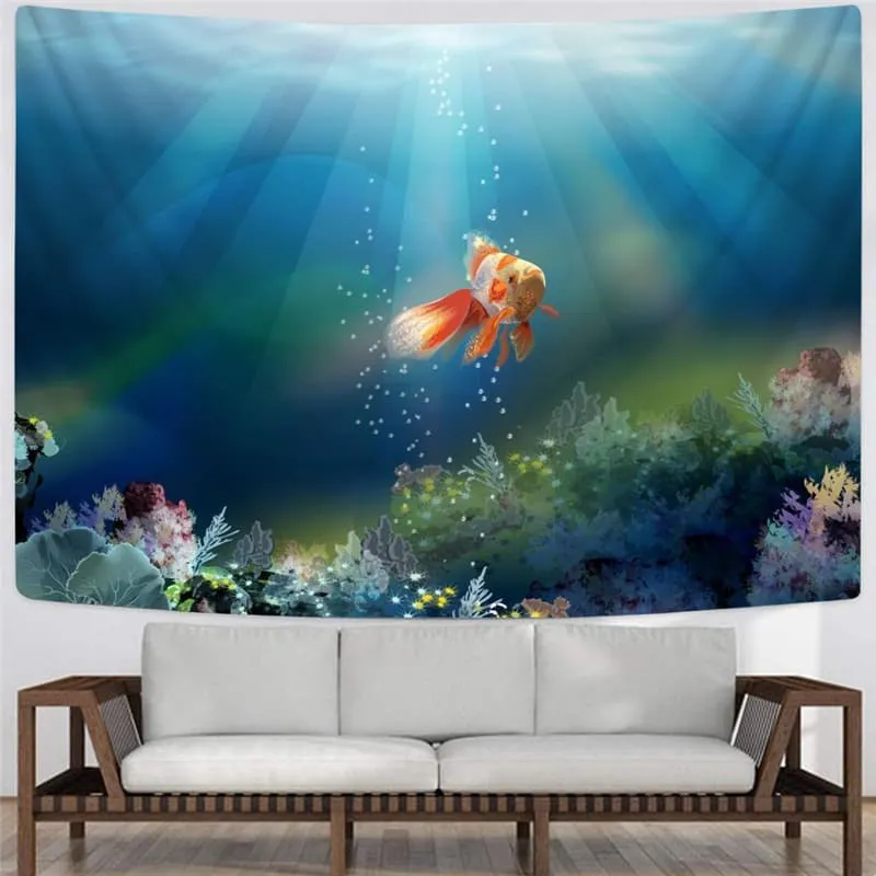 Fish Tapestry Ocean Rug Wall Animal Home Tapestrys Colorful Wall Tapestry