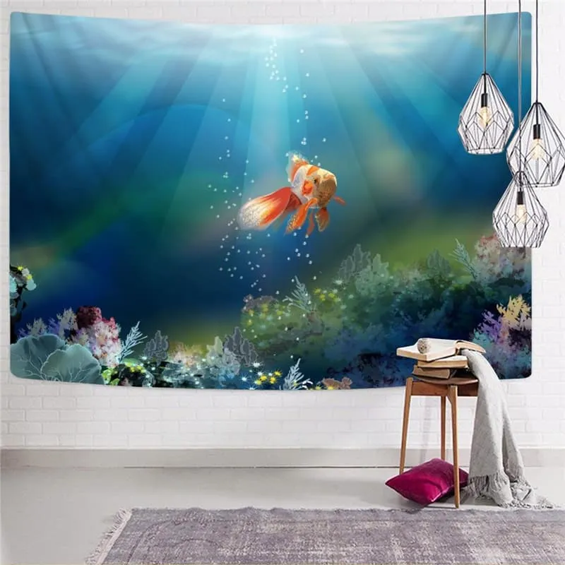 Fish Tapestry Ocean Rug Wall Animal Home Tapestrys Colorful Wall Tapestry