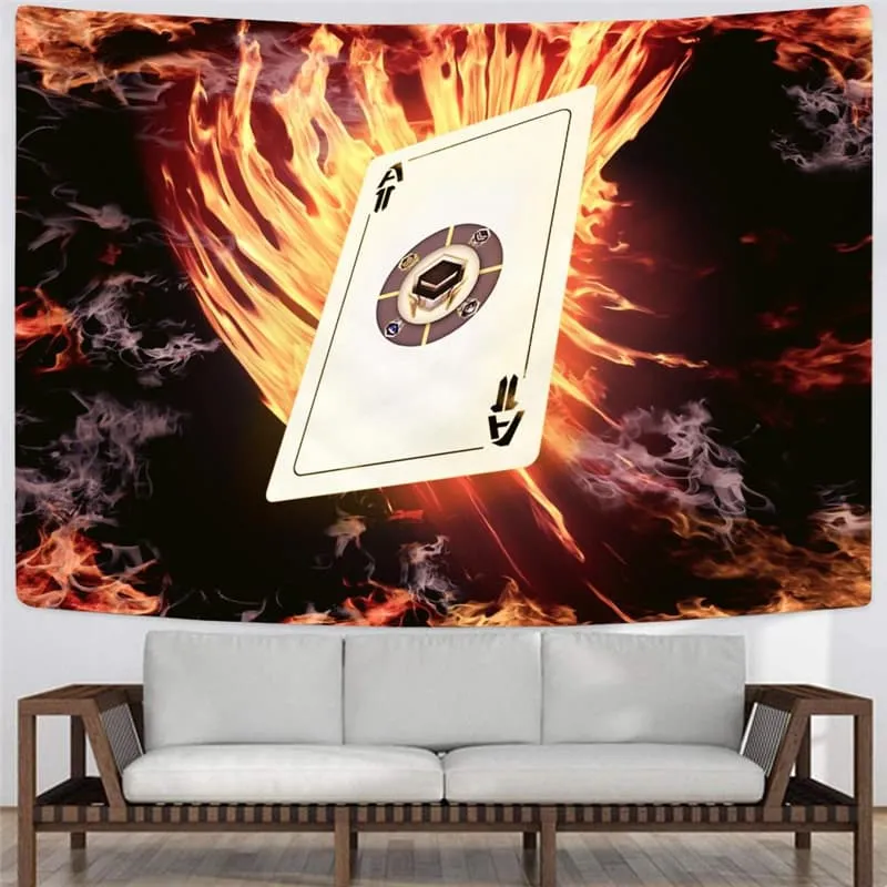 Flame Tapestry Poker Tenture Mandala Hip Hop Wall Tapestry Wall Hanging Mandala