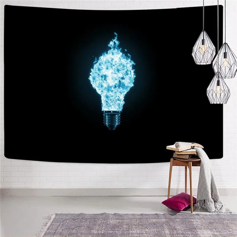 Flame Tapiz Light Bulb Tapestries Black Rug Wall Decor Mandala Witchcraft