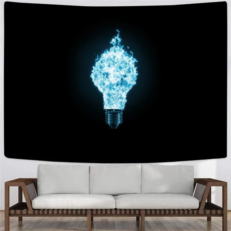 Flame Tapiz Light Bulb Tapestries Black Rug Wall Decor Mandala Witchcraft