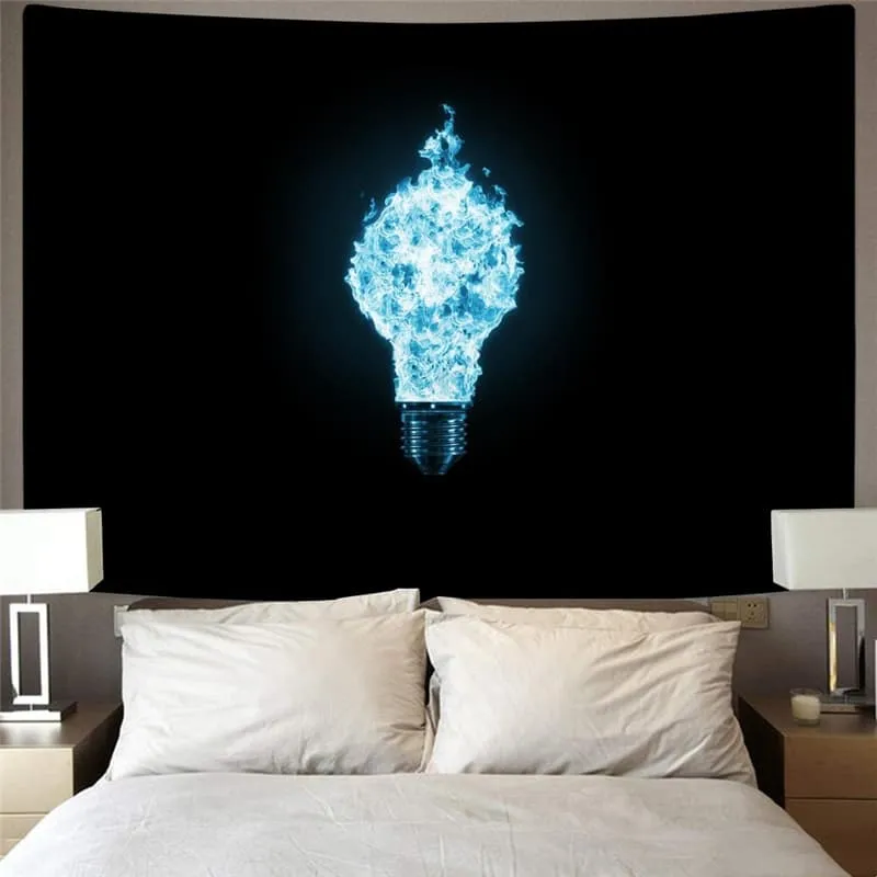 Flame Tapiz Light Bulb Tapestries Black Rug Wall Decor Mandala Witchcraft