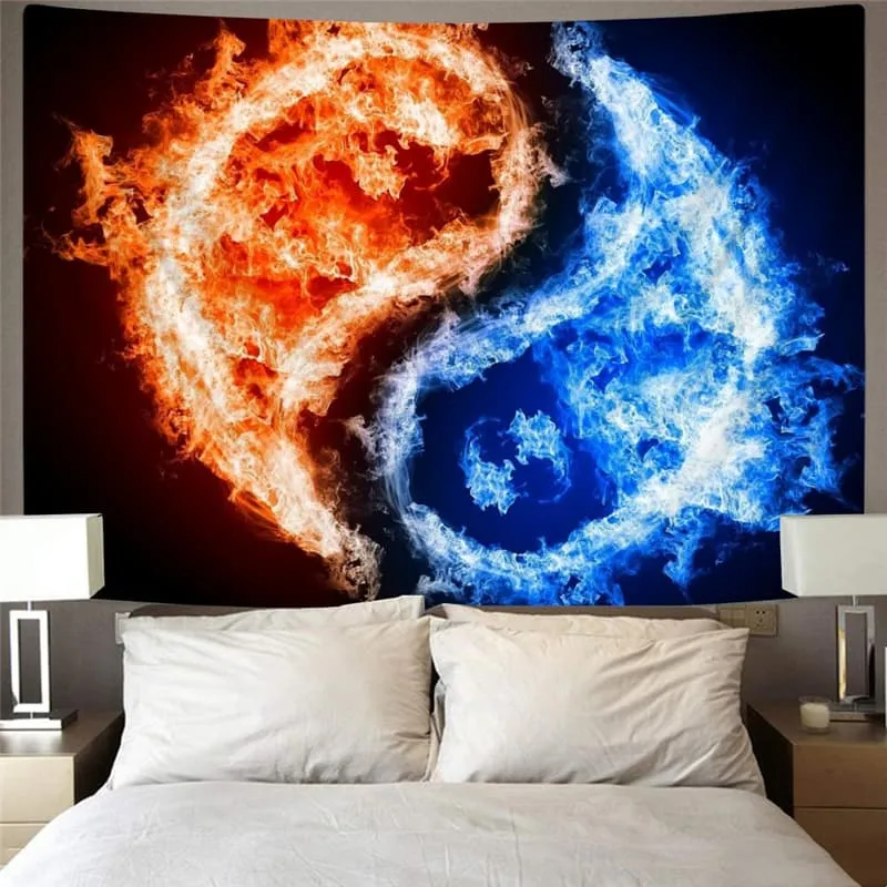 Flame Tapiz Yinyang Home Tapestrys Funny Tapestries Decor Mandala Hippie Printed