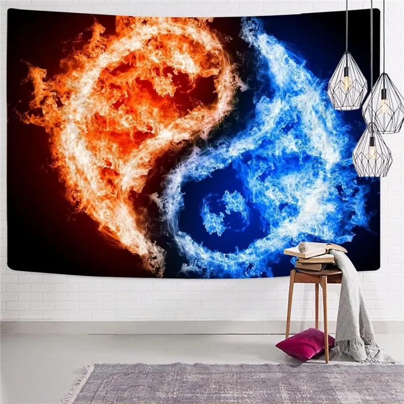 Flame Tapiz Yinyang Home Tapestrys Funny Tapestries Decor Mandala Hippie Printed