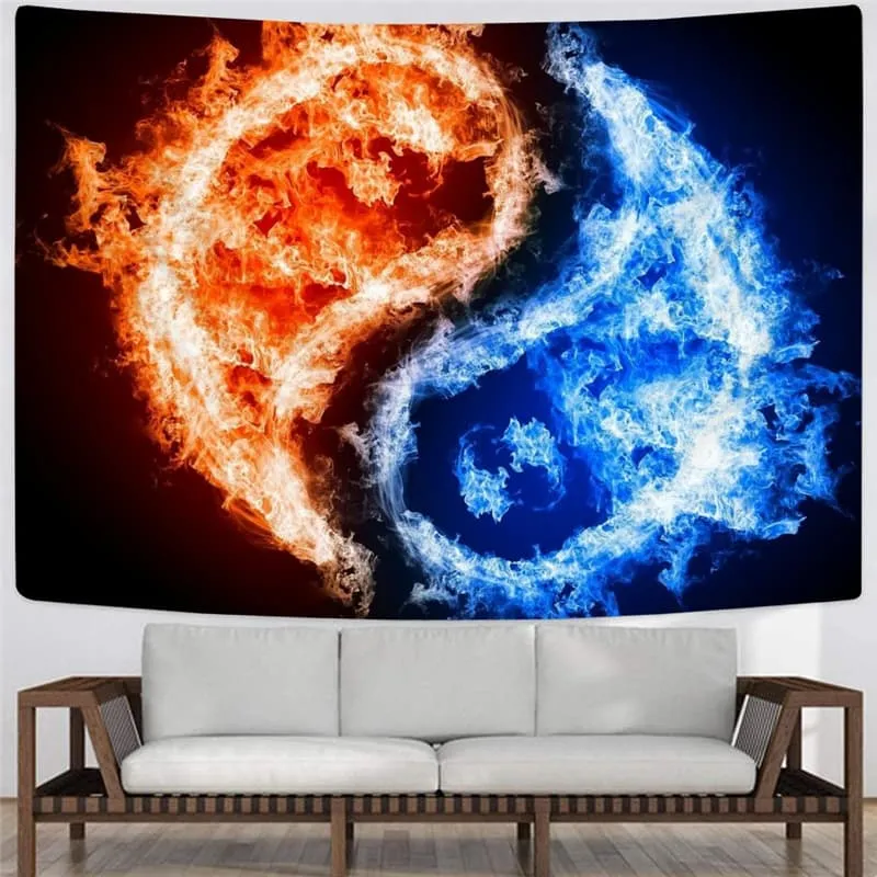 Flame Tapiz Yinyang Home Tapestrys Funny Tapestries Decor Mandala Hippie Printed