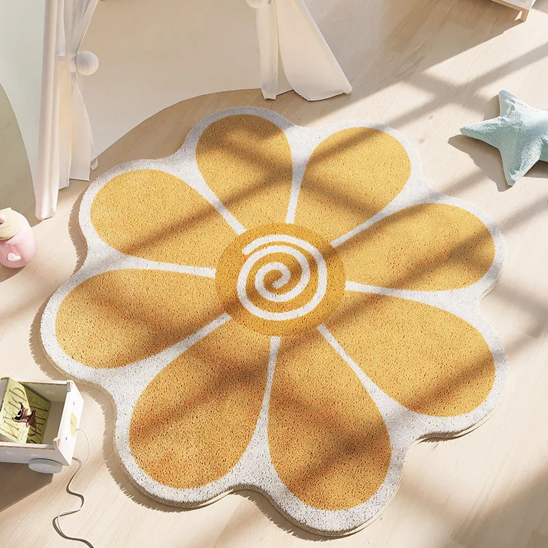 Flower Rug for Living Room Nordic Smiley Flower Carpet Bedroom Bedside Area Rug Plush Floor Mat Home Decor Non-slip Bath Mat