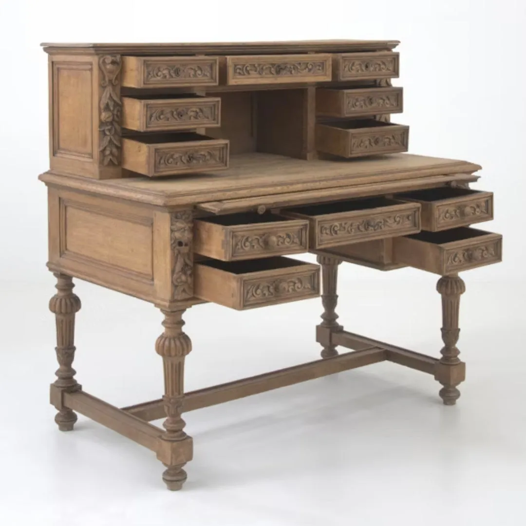 French Antique Ornate Wooden Desk, Circa 1820