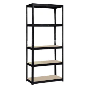 Garage Shelving Unit: 150cm X 75cm X 30cm  Single Bay, Black 5 Tier Unit  175kg