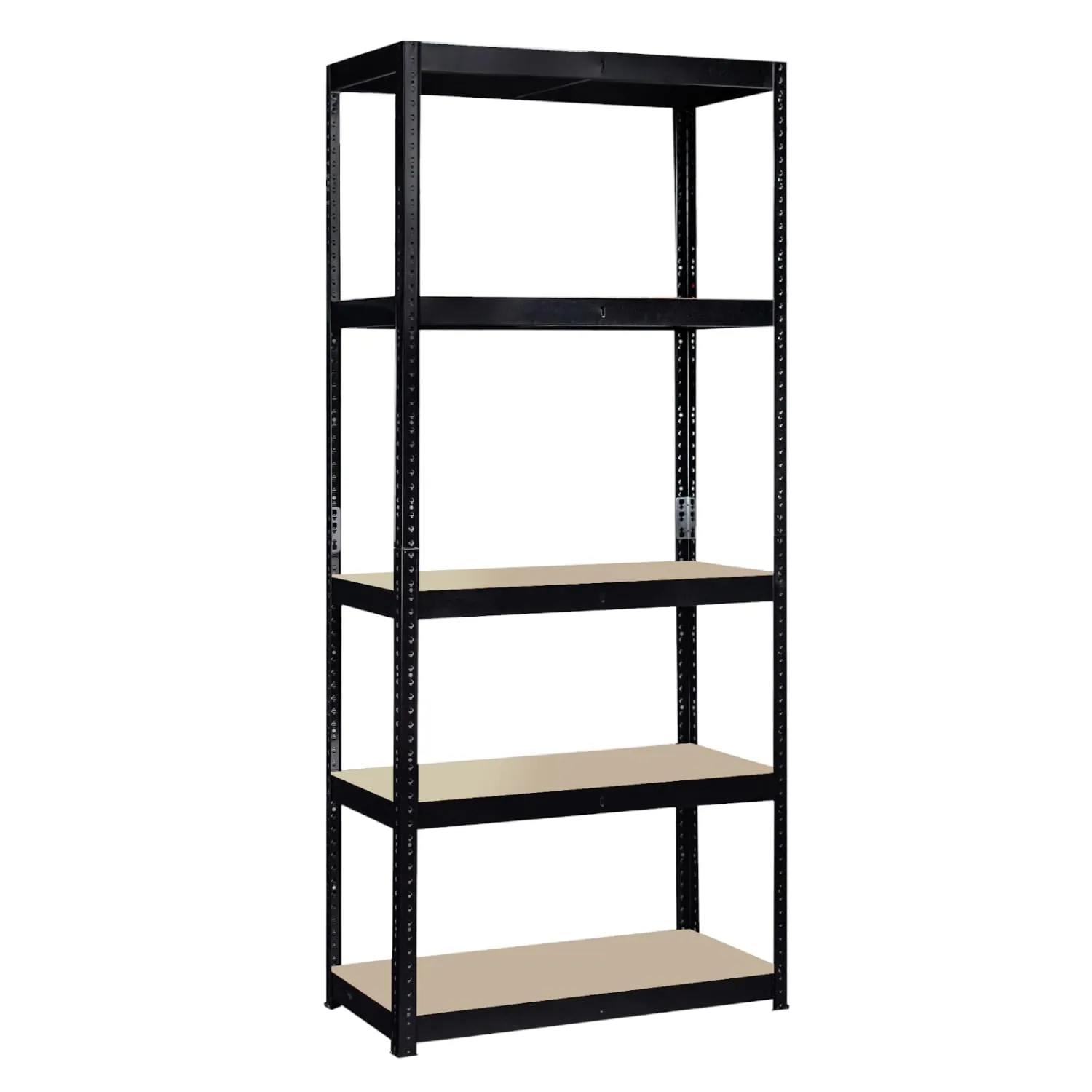 Garage Shelving Unit: 150cm X 75cm X 30cm  Single Bay, Black 5 Tier Unit  175kg