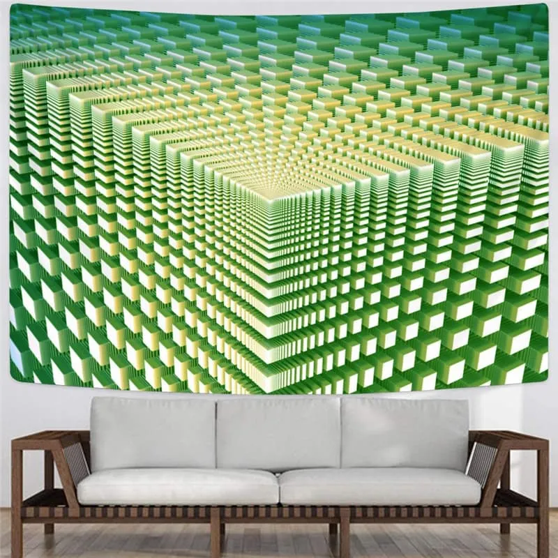 Geometric Tapestry Psychedelic Tapestries Vortex Rug Wall Green Wall Tapestry