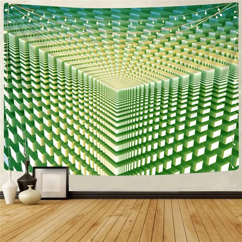 Geometric Tapestry Psychedelic Tapestries Vortex Rug Wall Green Wall Tapestry