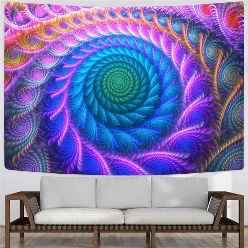 Geometric Tapiz Psychedelic Home Tapestrys Vortex Rug Wall Color Tenture Mandala