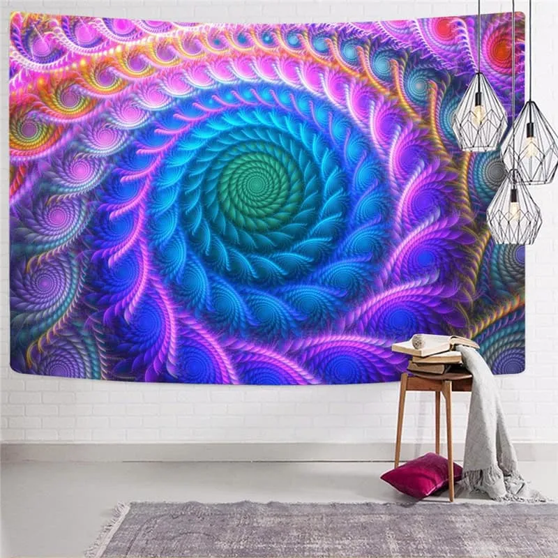 Geometric Tapiz Psychedelic Home Tapestrys Vortex Rug Wall Color Tenture Mandala