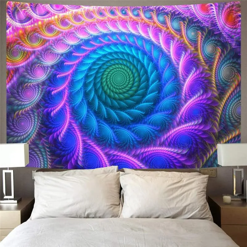 Geometric Tapiz Psychedelic Home Tapestrys Vortex Rug Wall Color Tenture Mandala