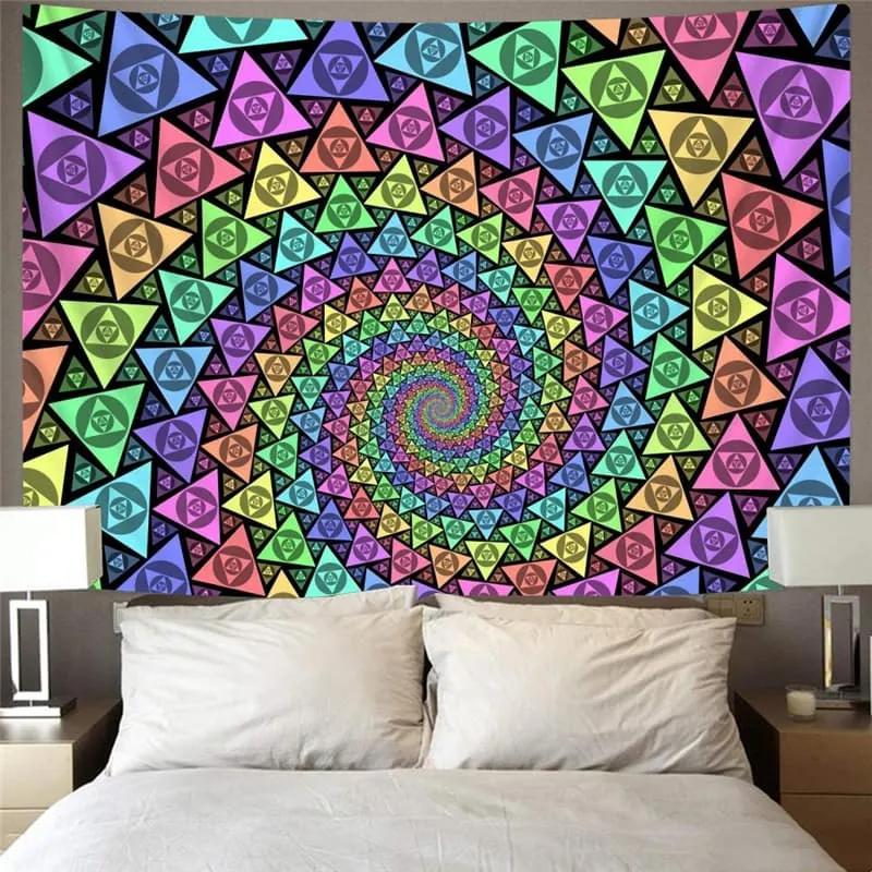 Geometric Tapiz Psychedelic Rug Wall Vortex Home Tapestrys Triangle Tapestries