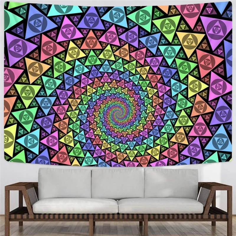 Geometric Tapiz Psychedelic Rug Wall Vortex Home Tapestrys Triangle Tapestries