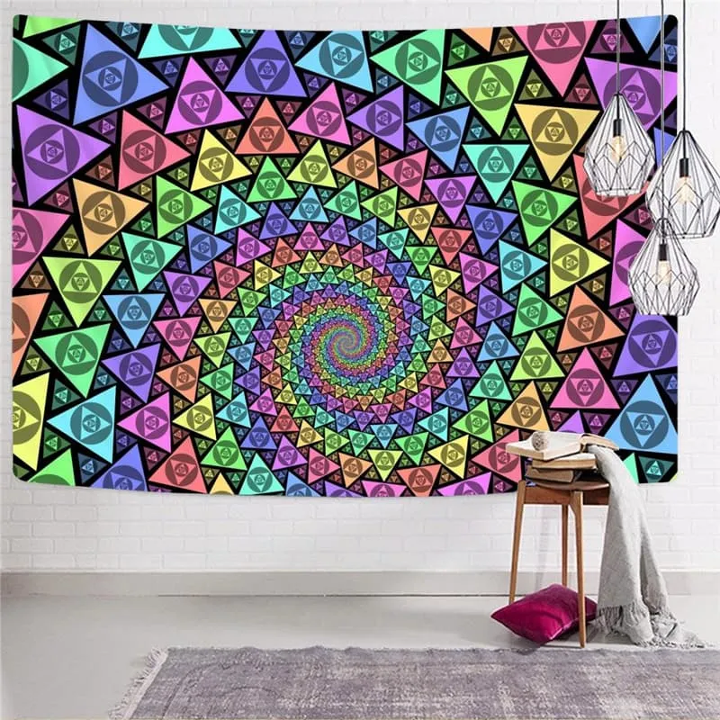 Geometric Tapiz Psychedelic Rug Wall Vortex Home Tapestrys Triangle Tapestries