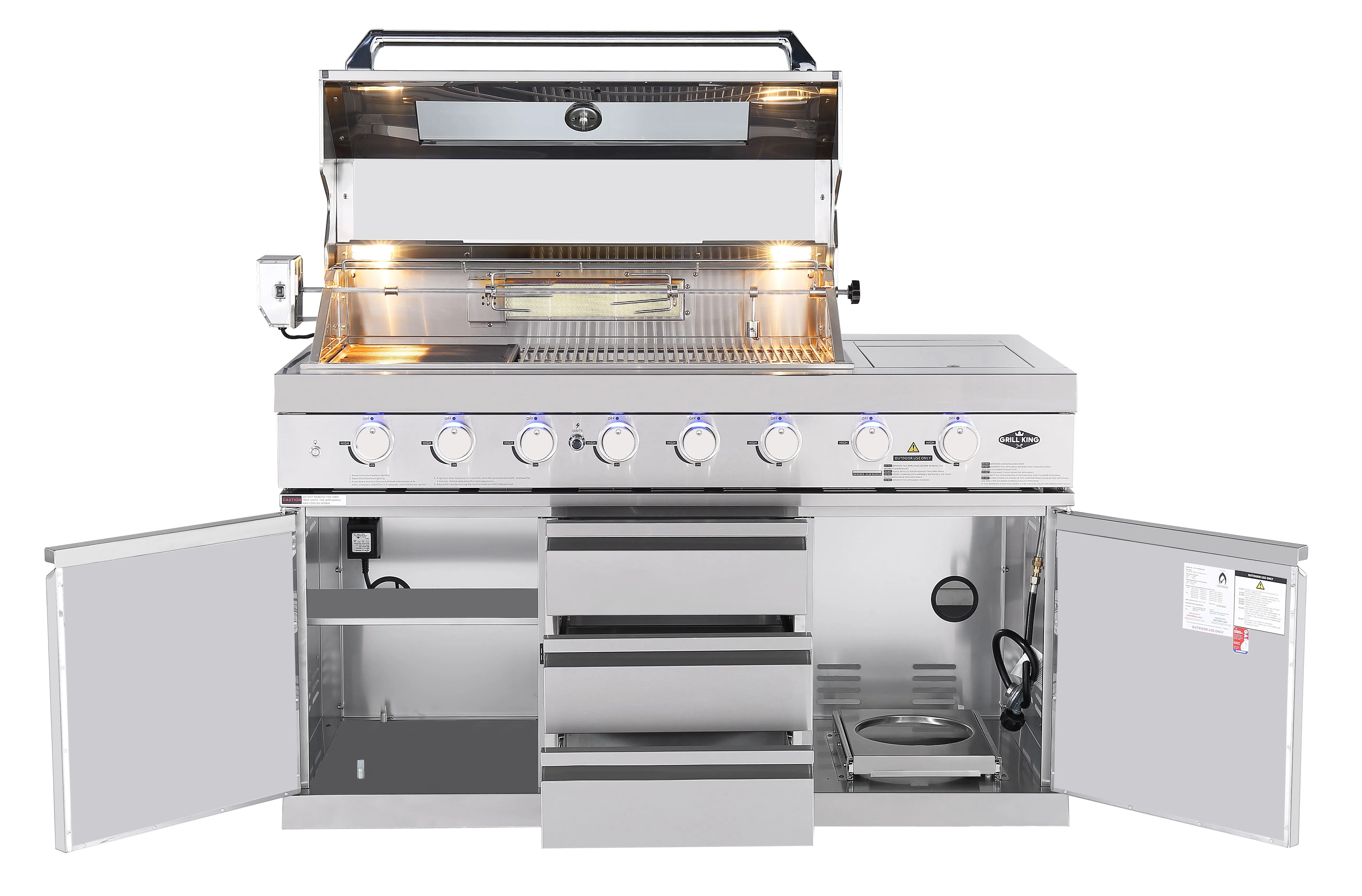 Hurricane 6-Burner Outdoor Kitchen: Stainless Steel, Fridge, Sink, Wok & Rear Infrared Burner Click & Collect NSW, QLD, VIC